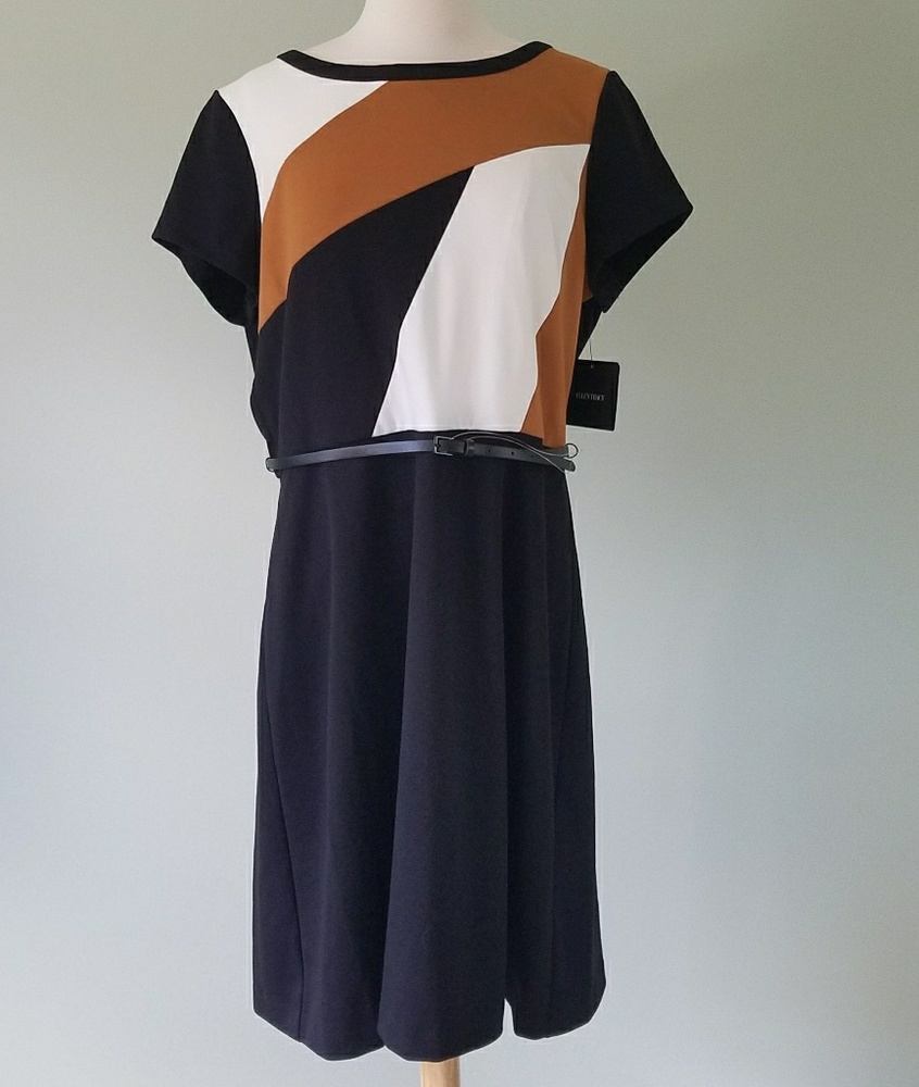 Ellen Tracy work dress black & brown size 16 nwt